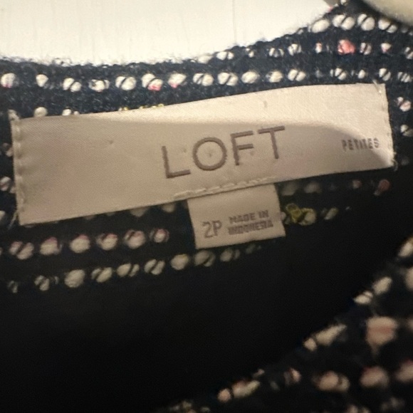 LOFT Blue and White Sheath Mini Dress Crew Neck - Picture 3 of 4